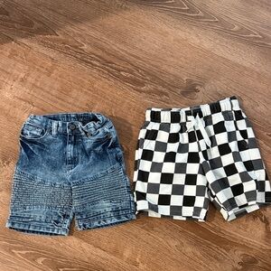 Kids Checkered and Denim Shorts Set